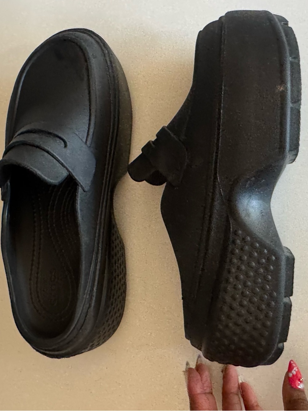 Black Platform Clog Mules - Women's Slip-On Loafers Crocs - Picture 2 of 5